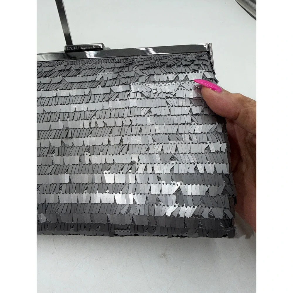 Rachel Rachel Roy Gunmetal Grey Sequin Evening Clutch Bag Shimmer Formal Bag